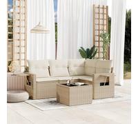 Owoxanthellate Set di 5 divani da giardino, beige, 55 x 55 cm, con spazio di archiviazione e rivestimenti resistenti alle intemperie, design moderno in rattan sintetico, per balcone, terrazza e