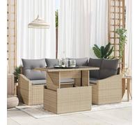 Owoxanthellate Set di 5 divani da giardino beige grigio chiaro, 178,5 x 123,5 x 85 cm, in rattan sintetico, modulare, resistente alle intemperie e leggero, design moderno per terrazza, balcone e