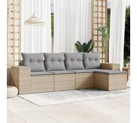 Owoxanthellate Set di 5 divani da giardino beige in polyrattan, portata 110 kg, design moderno per balcone, terrazza, giardino d'inverno o piccolo set di angoli