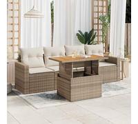 Owoxanthellate Set di 5 divani da giardino beige in rattan PE con tavolino regolabile 110 kg per piazza, mobili modulari per esterni, resistente alle intemperie, per balcone, terrazza e giardino