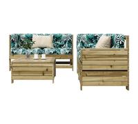 Owoxanthellate Set di 5 divani da giardino in legno di pino impregnato in autoclave, 62 cm, design a doghe resistenti alle intemperie e modulare per balcone, terrazza e giardino