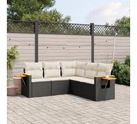 Owoxanthellate Set di 5 divani da giardino in polyrattan nero, 62 × 62 × 69 cm, modulare, con molle a gas, resistente ai raggi UV/alle intemperie, divano ad angolo/centrale/bracciolo, balcone/giardino