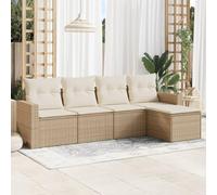 Owoxanthellate Set di 5 divani da giardino in rattan sintetico, 55 x 62 x 69 cm, modulare, con spazio di archiviazione e cuscino resistente alle intemperie, piccoli mobili da terrazza per balcone