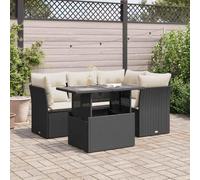 Owoxanthellate Set di 5 divani da giardino in rattan sintetico, resistente agli agenti atmosferici, con spazio di archiviazione, piano regolabile per balcone, terrazza e giardino d'inverno, 259 x 55 x