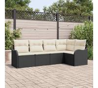 Owoxanthellate Set di 5 divani da giardino in rattan sintetico, resistente alle intemperie, con vano portaoggetti, 69 cm, schienale, salvaspazio, per balcone, terrazza e piccoli giardini