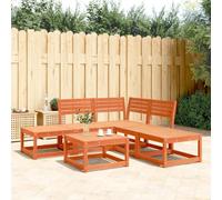 Owoxanthellate Set di 5 divani da giardino, marrone cera, 63,5 x 73 x 78 cm, in legno massello di pino, resistente alle intemperie, per giardino, terrazza, area salotto all'aperto