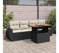 Owoxanthellate Set di 5 mobili da giardino in polyrattan nero con spazio di archiviazione, tavolo regolabile, 260 x 55 cm, per balcone, terrazza, giardino
