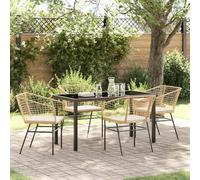 Owoxanthellate Set di 5 mobili da giardino in rattan sintetico, colore marrone, 51 x 48 cm, 4 sedie, resistenti ai raggi UV, set di mobili da giardino e piccoli spazi esterni