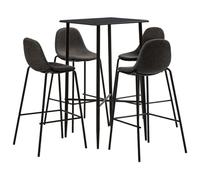Owoxanthellate Set di 5 tavoli da bar, 60 x 60 x 111 cm, colore nero, con 4 sgabelli da bar grigio scuro, in acciaio verniciato a polvere, salvaspazio