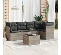 Owoxanthellate Set di 6 divani ad angolo in polyrattan grigio chiaro, 234 x 124 x 69 cm, resistente alle intemperie, con ripiano in vetro e cuscino resistente ai raggi UV, per terrazza, balcone e