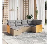 Owoxanthellate Set di 6 divani da giardino beige, 282 x 247 cm, in polyrattan, resistente alle intemperie, con cuscino rimovibile, modulare per balcone, terrazza, giardino e veranda, impilabile e