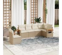 Owoxanthellate Set di 6 divani da giardino beige, 62 x 62 x 69 cm, in polyrattan, resistente alle intemperie, modulare con spazio di archiviazione, cuscino rimovibile e tavolino per balcone, terrazza