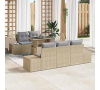 Owoxanthellate Set di 6 divani da giardino, colore beige, grigio chiaro, in rattan sintetico, 100 x 55 x 73 cm, design moderno, modulare, durevole, per terrazze, balconi, piccole lounge