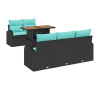 Owoxanthellate Set di 6 divani da giardino con vano portaoggetti, in polyrattan, colore nero