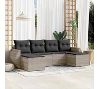 Owoxanthellate Set di 6 divani da giardino, grigio chiaro, in rattan sintetico, resistente alle intemperie, modulare, per balcone, terrazza, con spazio e cuscino, 55 x 53 x 34 cm, per giardino