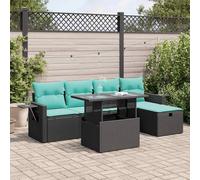 Owoxanthellate Set di 6 divani da giardino in polyrattan, 62 x 62 x 69 cm, blu navy, panca angolare con cuscino, resistente alle intemperie, per terrazze, balconi, laghetti