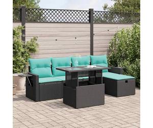 Owoxanthellate Set di 6 divani da giardino in polyrattan, 62 x 62 x 69 cm, blu navy, panca angolare con cuscino, resistente alle intemperie, per terrazze, balconi, laghetti