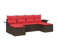 Owoxanthellate Set di 6 divani da giardino in polyrattan modulare marrone | Lounge modulare per balcone e terrazza in materiale robusto con pratico spazio per i vostri cuscini.