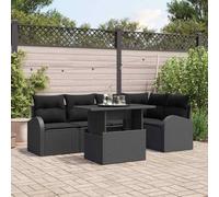 Owoxanthellate Set di 6 divani da giardino in polyrattan nero, 234 x 124 x 85 cm, design moderno, resistente ai raggi UV e modulare, per terrazze, balconi e piccoli giardini