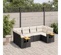 Owoxanthellate Set di 6 divani da giardino in polyrattan nero, 62 x 62 x 69 cm, resistente alle intemperie, modulare, divano ad angolo, con molle a gas, per terrazza, balcone, giardino