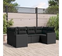 Owoxanthellate Set di 6 divani da giardino in polyrattan nero, 65,5 x 62 x 69 cm, resistente alle intemperie, con divani modulari ad angolo e centrale per giardino, terrazza e piccolo balcone