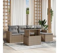 Owoxanthellate Set di 6 divani da giardino in polyrattan, resistente alle intemperie, 100 x 55 x 44/73 cm, con tavolo in vetro regolabile, per balcone, terrazza, giardino, salottino, per esterni