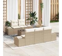 Owoxanthellate Set di 6 divani da giardino in polyrattan, resistente alle intemperie, tavolo in vetro regolabile in altezza, 110 x 55 x 85 cm, modulare per terrazze, balconi e patio