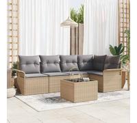 Owoxanthellate Set di 6 divani da giardino in rattan beige, modulare per esterni, con spazio di archiviazione e intreccio in plastica resistente ai raggi UV, design robusto per terrazze, balconi e
