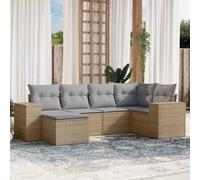 Owoxanthellate Set di 6 divani da giardino in rattan sintetico, 62 x 62 x 69 cm, beige, con cuscini rimovibili, design moderno per balcone, terrazza o giardino d'inverno