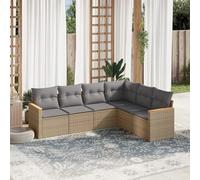 Owoxanthellate Set di 6 divani da giardino in rattan sintetico, beige, 62 x 62 x 69 cm, resistente alle intemperie, per balcone, terrazza, piccoli giardini e verande d'inverno