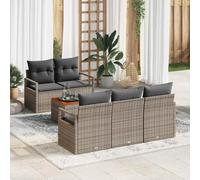 Owoxanthellate Set di 6 divani da giardino in rattan sintetico, con legno di acacia, 55 x 62 x 85 cm, grigio, design moderno, robusto e durevole, per balcone, terrazza, giardino