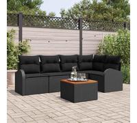 Owoxanthellate Set di 6 divani da giardino in rattan sintetico, resistente alle intemperie, 625 kg, con tavolo in legno di acacia, 55 x 62 x 85 cm, design moderno per balcone, terrazza, giardino