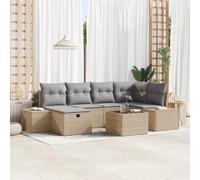 Owoxanthellate Set di 6 divani da giardino modulari beige, 55 x 55 x 69 cm, in rattan sintetico, resistente alle intemperie, con cuscino, piccolo divano per balcone, terrazza, sala da giardino