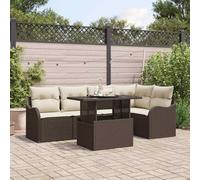 Owoxanthellate Set di 6 divani da giardino modulari in polyrattan, 121 x 62 x 85 cm, panchina angolare con cuscino per balcone, terrazza, sala da giardino all'aperto