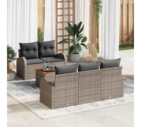 Owoxanthellate Set di 6 divani da giardino modulari in polyrattan grigio resistente alle intemperie con panca e spazio 55 x 62 x 69 cm, mobili da esterno per terrazza, balcone, giardino