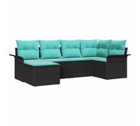 Owoxanthellate Set di 6 divani da giardino modulari in rattan, colore nero | Set modulare in rattan per giardino e terrazza con vano portaoggetti integrato per cuscini e cuscini.
