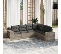 Owoxanthellate Set di 6 mobili da giardino, 62 x 62 x 69 cm, grigio chiaro, divano angolare in rattan sintetico, con vano portaoggetti e cuscino, per balconi, terrazze, design robusto e moderno, per