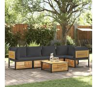 Owoxanthellate Set di 6 mobili da giardino in legno di acacia e acciaio, 68 x 68 cm, con cuscino antracite, design moderno, robusto e durevole, per balcone, terrazza e piccoli patios
