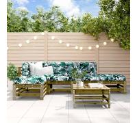 Owoxanthellate Set di 6 mobili da giardino in legno di pino impregnato, 63,5 x 63,5 cm, design modulare a doghe per balconi e terrazze, per esterni, per piccoli giardini e balconi