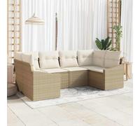 Owoxanthellate Set di 6 mobili da giardino in polyrattan, beige, divano angolare e panchina centrale, resistente alle intemperie, modulare, per piccoli balconi, terrazze e patio