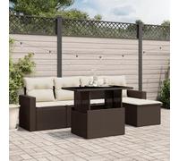 Owoxanthellate Set di 6 mobili da giardino in polyrattan, con tavolo regolabile in altezza, 55 x 62 x 69 cm, design moderno, robusto e resistente alle intemperie, per balcone, terrazza, giardino