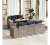 Owoxanthellate Set di 6 mobili da giardino in polyrattan, grigio resistente alle intemperie, 100 x 55 cm, tavolo in legno regolabile in altezza, per terrazze, balconi e posti a sedere liberi