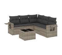 Owoxanthellate Set di 6 mobili da giardino in rattan grigio chiaro, 55 x 55 cm, in polyrattan, per terrazze, balconi e giardini d'inverno, per esterni, con spazio di archiviazione e tavolo, cuscino