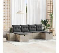 Owoxanthellate Set di 6 mobili da giardino in rattan per balcone e terrazza, divano modulare, resistente alle intemperie, grigio chiaro, con custodia, salvaspazio, per piccoli spazi esterni