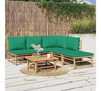 Owoxanthellate Set di 6 sale da giardino in bambù, imbottitura verde, 55 x 65 x 30 cm, design moderno, robusto e modulare, per balcone, terrazza, giardino