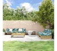 Owoxanthellate Set di 6 sale da giardino in legno di pino, 120 x 95 x 69 cm, resistente alle intemperie, modulare con cuscino a foglie