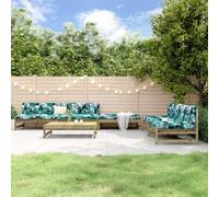 Owoxanthellate Set di 6 saloni da giardino in legno di pino impregnato, 120 x 84 x 70 cm, design a doghe resistente alle intemperie, modulare per balcone, terrazza, giardino