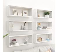 Owoxanthellate Set di 6 scaffali da parete, bianco, 60 x 15 x 23 cm, in legno, design moderno, per soggiorno, corridoio, camera da letto, libri, decorazione