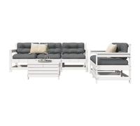 Owoxanthellate Set di 6 sedie da giardino in pino massello bianco 66 x 62 x 70,5 cm, mobili modulari per balcone e terrazza con design a doghe per giardino terrazza e piccoli balconi