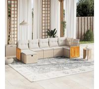 Owoxanthellate Set di 7 angoli in rattan sintetico, beige, 62 x 62 x 69 cm, con cuscino lavabile, robusto e resistente alle intemperie, per giardino, terrazza, balcone